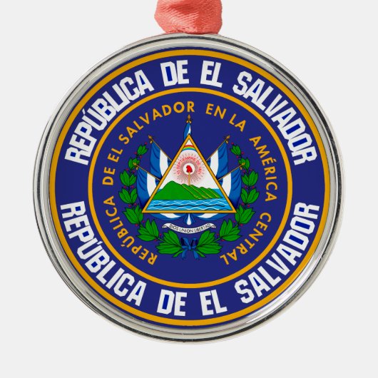 El Salvador Round Emblem Metalen Ornament (Voorkant)