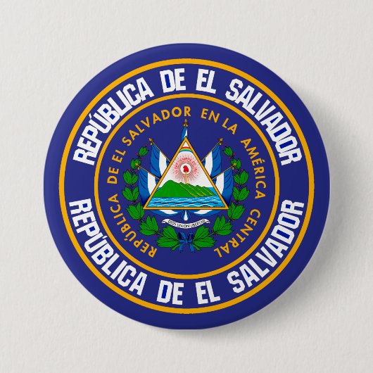 El Salvador Round Emblem Ronde Button 7,6 Cm (Voorkant)