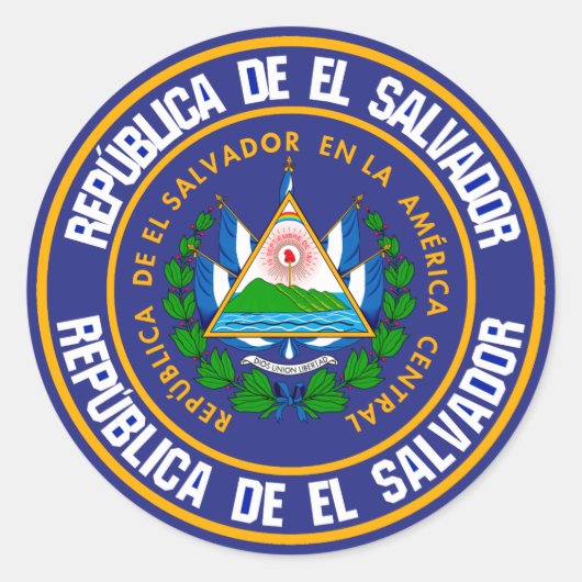 El Salvador Round Emblem Ronde Sticker (Voorkant)