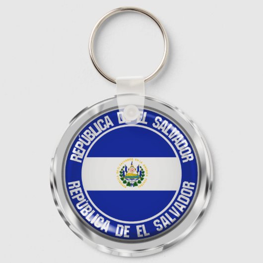 El Salvador Round Emblem Sleutelhanger (Voorkant)