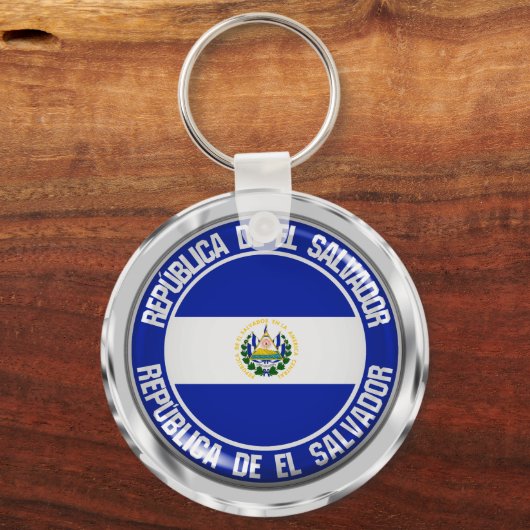 El Salvador Round Emblem Sleutelhanger (Voorkant)