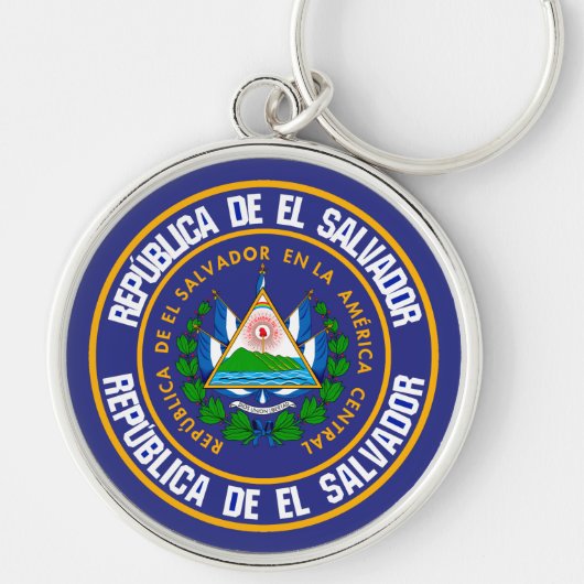 El Salvador Round Emblem Sleutelhanger (Voorkant)