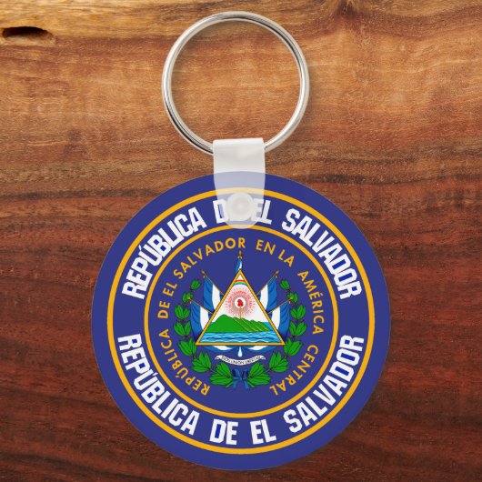 El Salvador Round Emblem Sleutelhanger (Voorkant)