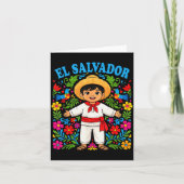 El Salvador Salvadoran Boy Traditional Outfit Folk Kaart (Voorkant)