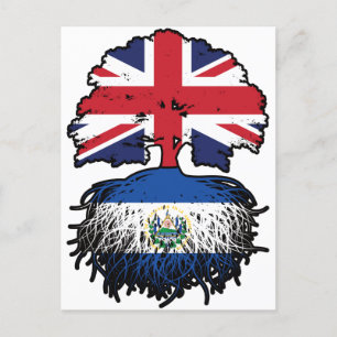 El Salvador Salvadoran British UK Tree Roots Flag Briefkaart
