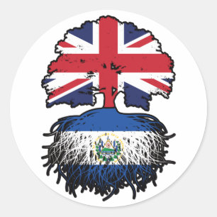 El Salvador Salvadoran British UK Tree Roots Flag Ronde Sticker