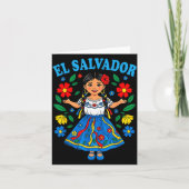 El Salvador Salvadoran Girl Traditional Dress Folk Kaart (Voorkant)