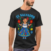 El Salvador Salvadoran Girl Traditional Dress Folk T-shirt (Voorkant)