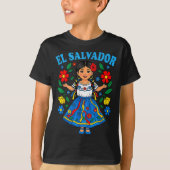 El Salvador Salvadoran Girl Traditional Dress Folk T-shirt (Voorkant)