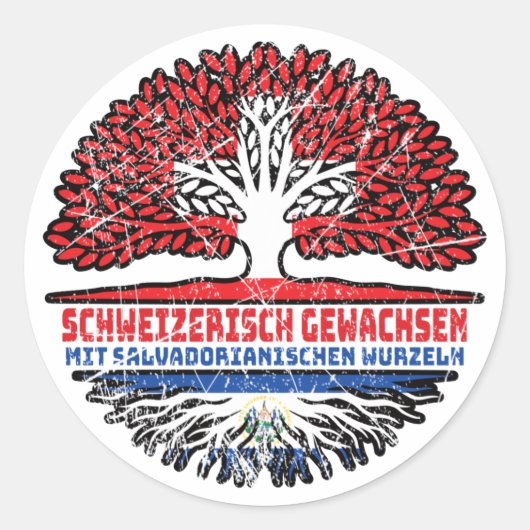 El Salvador Salvadorianisch Schweizer Schweiz Baum Ronde Sticker (Voorkant)