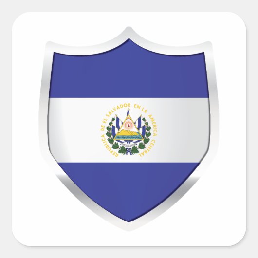 El Salvador Silver Shield Flag Vierkante Sticker (Voorkant)