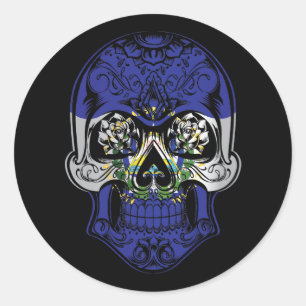 El Salvador Skull en Rozen vlag Ronde Sticker