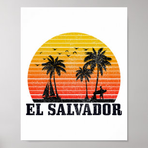 El Salvador Surfer Vintage Caraïbisch Souvenir Poster