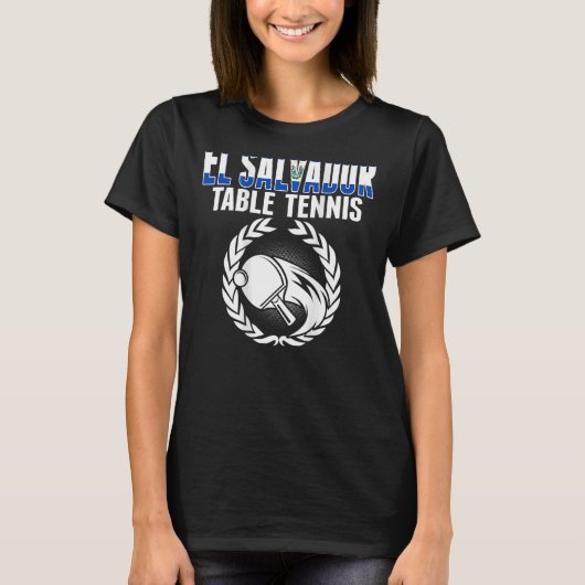 El Salvador Table Tennis Fans Salvadoraanse vlag P T-shirt (Voorkant)
