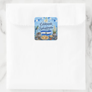 El Salvador vieren op zijn Salvadoraans Vierkante Sticker
