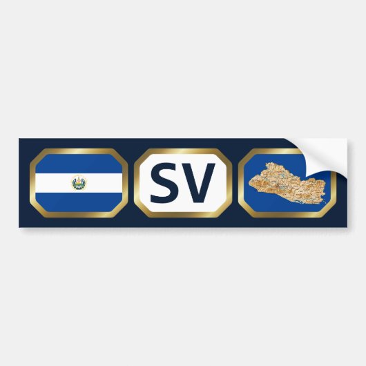 El Salvador Vlag Landkaart Code Bumpersticker (Voorkant)