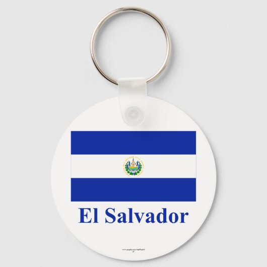 El Salvador vlag met naam Sleutelhanger (Voorkant)