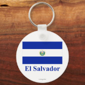 El Salvador vlag met naam Sleutelhanger (Voorkant)