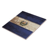 El Salvador vlag op de oude houten graan Tegeltje (Zijkant)
