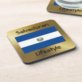 El Salvador vlag+Text Onderzetter (Linkerzijde)