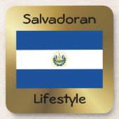 El Salvador vlag+Text Onderzetter (Voorkant)