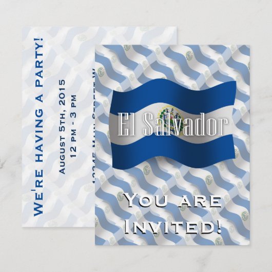 El Salvador Waving Flag Kaart (Voorkant / Achterkant)