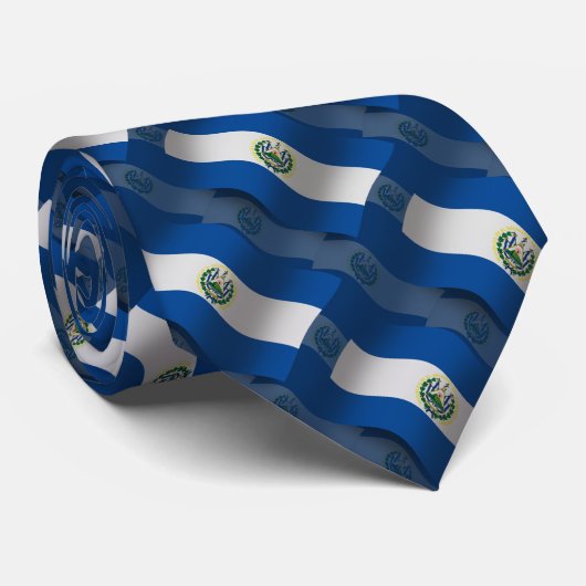 El Salvador Waving Flag Stropdas (Opgerold)