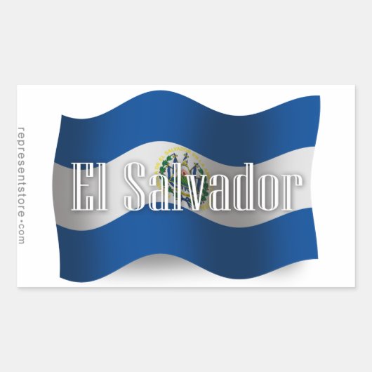 El Salvador wuivende vlag Rechthoekige Sticker (Voorkant)