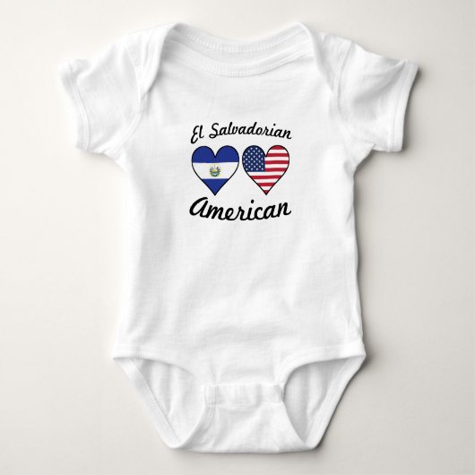 El Salvadorian American Flag Hearts Romper (Voorkant)