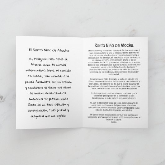 El Santo Niño de Atocha Kaart (Binnen)