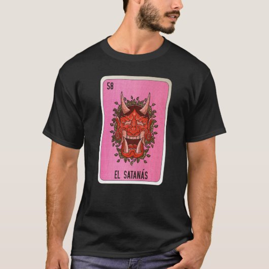 El Satanas Mexican Lottery Mexico Loteria Kaarten T-shirt (Voorkant)