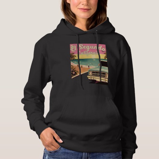 El Segundo Retro Beach Vacation Souvenir El Segund Hoodie (Voorkant)
