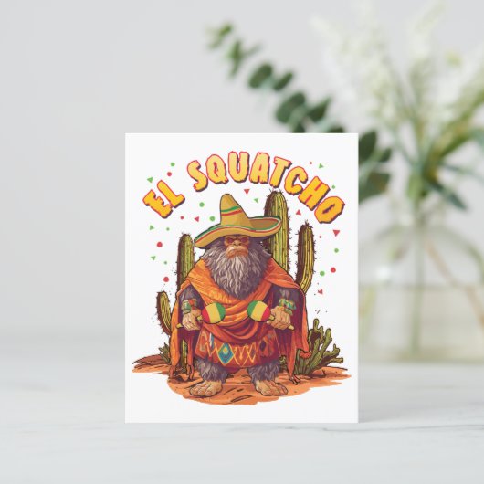 El Squatcho Bigfoot met Maraca, Sombrero en Ponc (Staand voorkant)