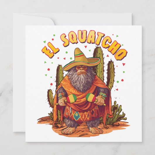 El Squatcho Bigfoot met Maraca, Sombrero en Ponc Kaart (Achterkant)