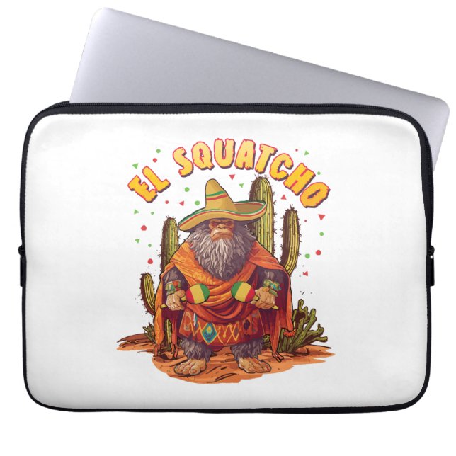 El Squatcho Bigfoot met Maraca, Sombrero en Ponc Laptop Sleeve (Voorkant)