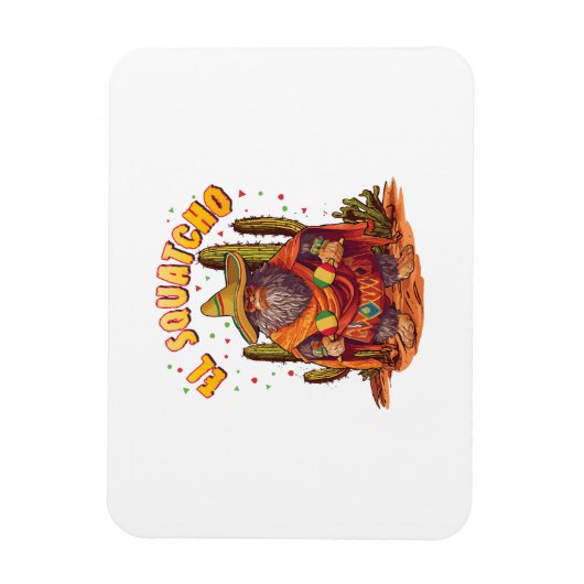 El Squatcho Bigfoot met Maraca, Sombrero en Ponc Magneet (Verticaal)