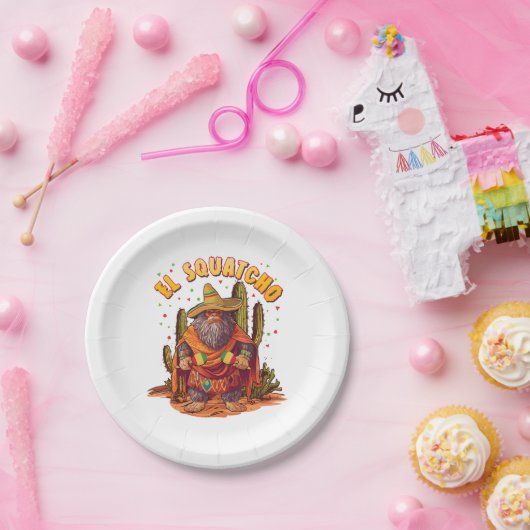 El Squatcho Bigfoot met Maraca, Sombrero en Ponc Papieren Bordje (Feest)