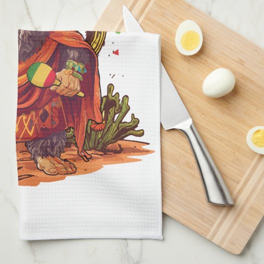 El Squatcho Bigfoot met Maraca, Sombrero en Ponc Theedoek (Quarter Fold)