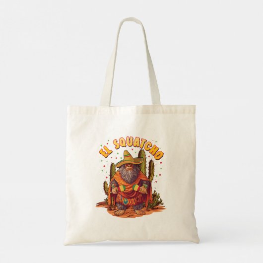 El Squatcho Bigfoot met Maraca, Sombrero en Ponc Tote Bag (Achterkant)