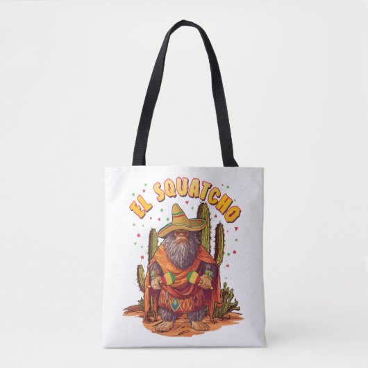 El Squatcho Bigfoot met Maraca, Sombrero en Ponc Tote Bag (Voorkant)