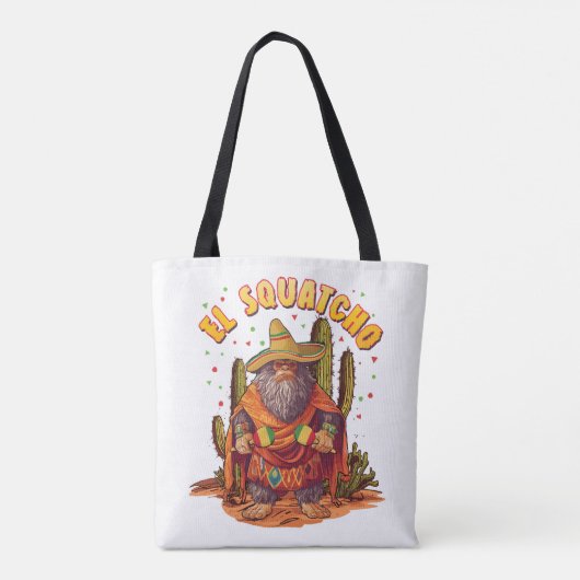 El Squatcho Bigfoot met Maraca, Sombrero en Ponc Tote Bag (Achterkant)