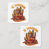 El Squatcho Bigfoot met Maraca, Sombrero en Ponc Vierkante Visitekaartje (Voorkant / Achterkant)