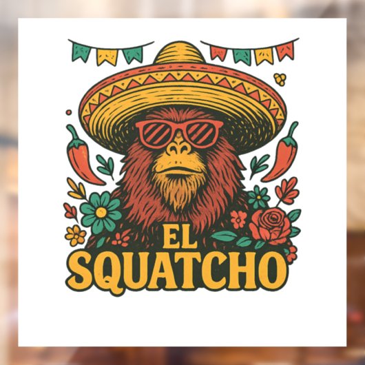 El Squatcho: Fiesta Bigfoot Sombrero Raamsticker (Vel 2)