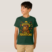 El Squatcho Schattigee Fiesta Bigfoot Cartoon Art T-shirt (Voorkant volledig)