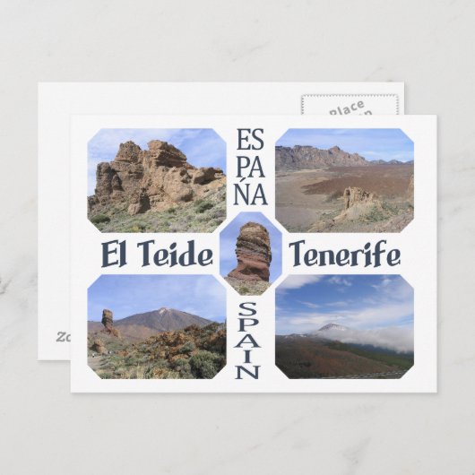 El Teide, Tenerife aangepast briefkaart (Voorkant / Achterkant)