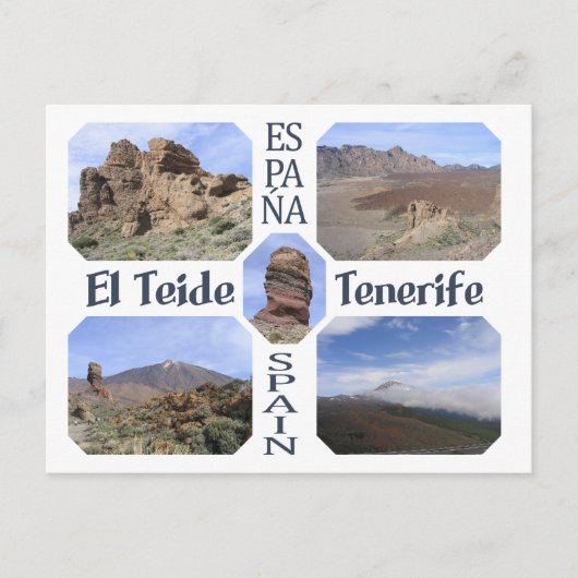 El Teide, Tenerife aangepast briefkaart (Voorkant)