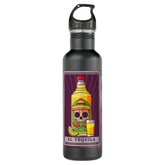El Tequila Tarot Card Blackcraft Mexicaanse Drink Waterfles (Voorkant)