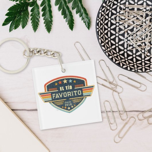 El Tío Favorito Custom Jaar Retro Patch Ontwerp Sleutelhanger