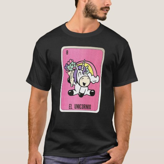 El Unicornio Mexican Loteria Cards T-shirt (Voorkant)