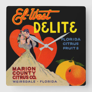 El-West Delite Florida Citrus Fruit uit 1930 Vierkante Klok
